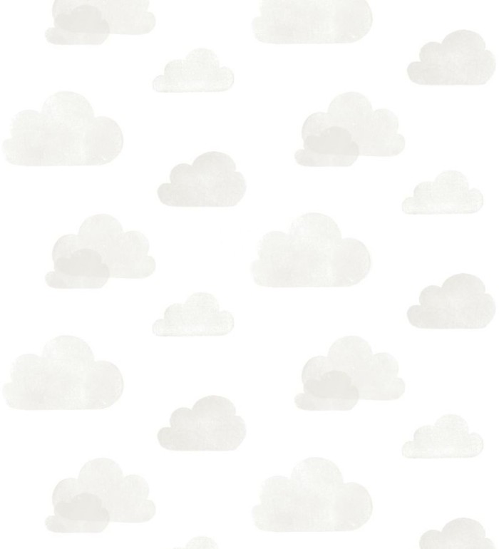 Papel pintado nubes infantiles grises fondo blanco - Dream Sky 677383