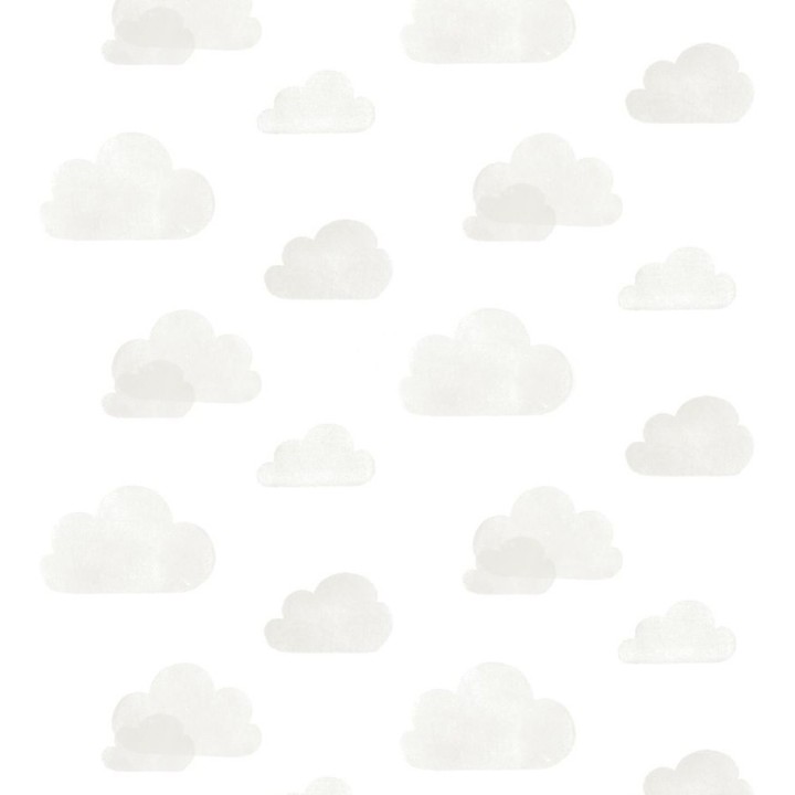 Papel pintado nubes infantiles grises fondo blanco - Dream Sky 677383