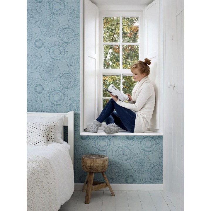 Papel pintado flores grandes modernas tonos verdes - Jaiden Flowers 677423