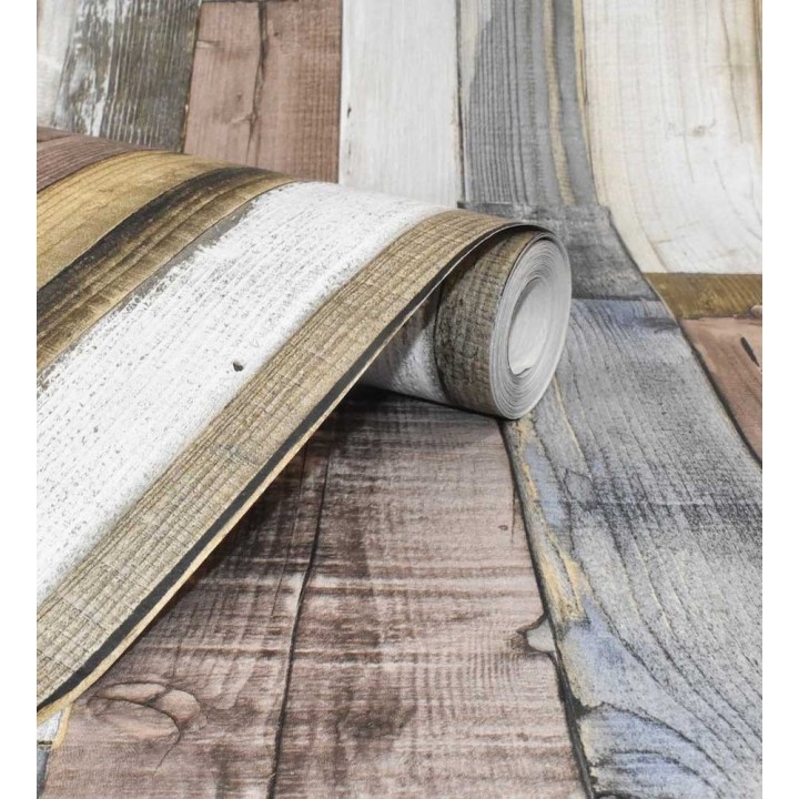 Papel pintado listones de madera de color estilo nórdico - Suances 6218