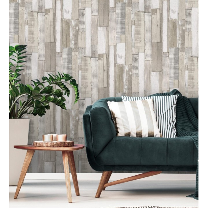 Papel pintado listones de madera clara estilo nórdico - Suances 6219