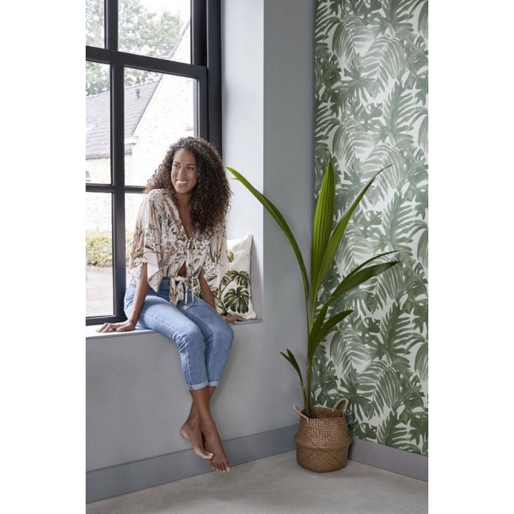 Papel pintado hojas de palmera estilo tropical - Oasis Garden 679033