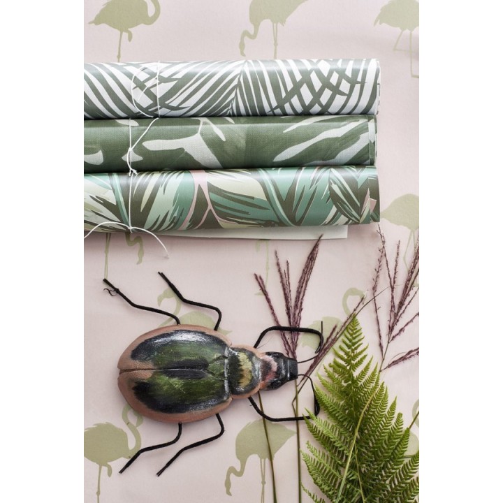 Papel pintado flamencos dorados fondo rosa - Miss Flamingo 679037