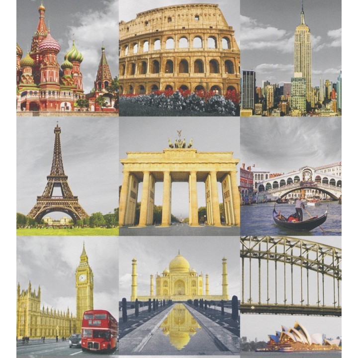 Papel pintado collage de ciudades a color - All Around 3 6245