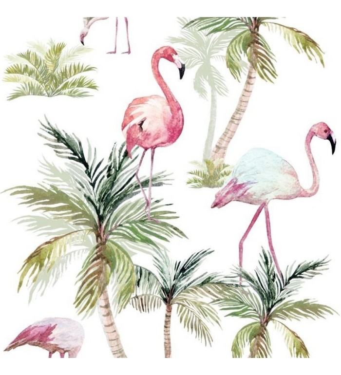 Papel pintado flamencos tropicales - Bahia Flamenco 679081