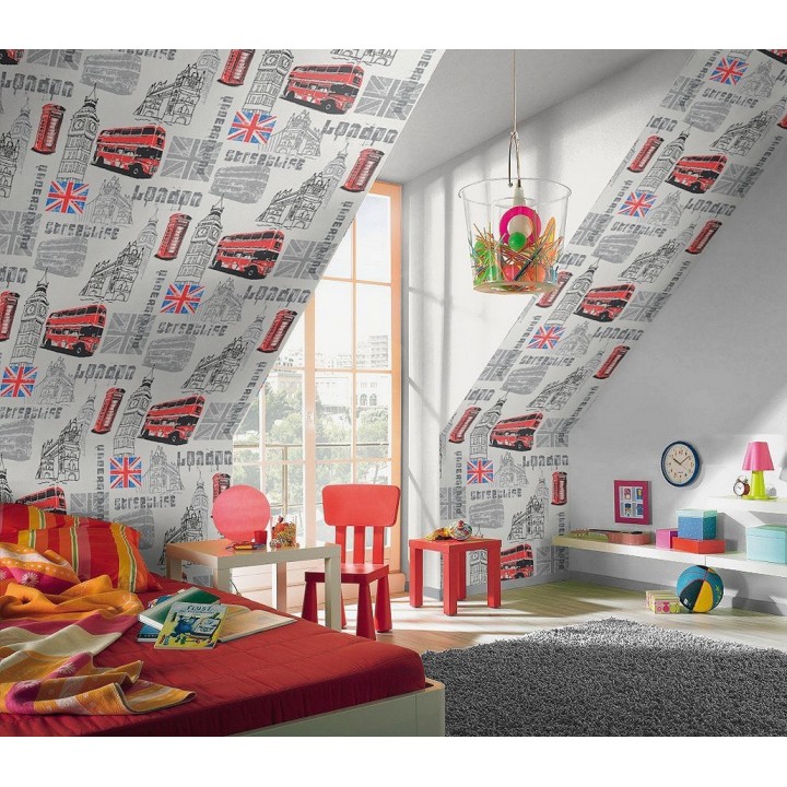 Papel pintado motivos de Londres blanco y negro - London 4 6285