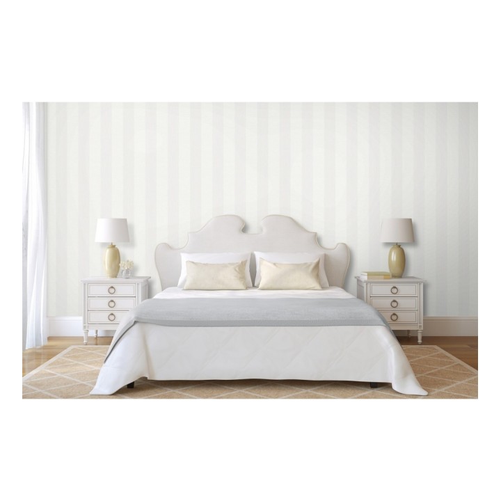 Papel pintado rayas metalizadas blancas - Raya Torino 679259