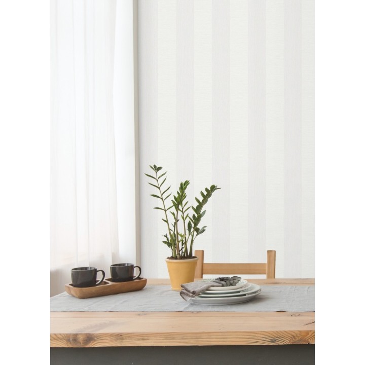 Papel pintado rayas metalizadas blancas - Raya Torino 679259