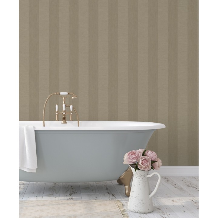 Papel pintado raya metalizada tonos marrones - Raya Torino 679261