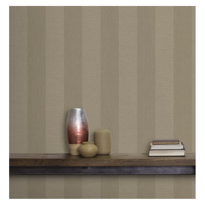 Papel pintado raya metalizada tonos marrones - Raya Torino 679261