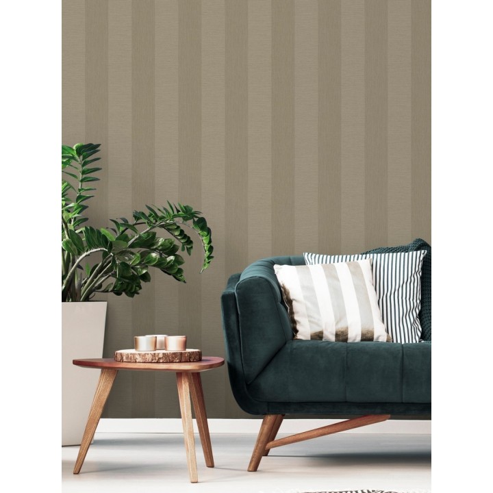 Papel pintado raya metalizada tonos marrones - Raya Torino 679261