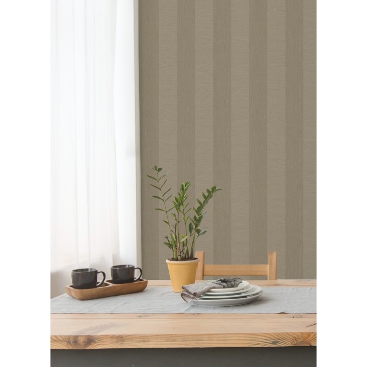 Papel pintado raya metalizada tonos marrones - Raya Torino 679261