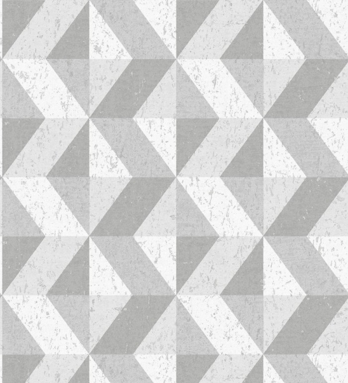 Papel pintado rombos geométricos zig zag blanco, gris y plata - Kepler 679267