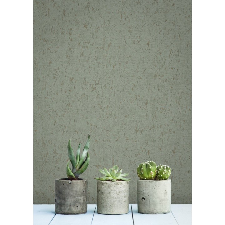 Papel pintado texturizado verde - Preston Stone 679269