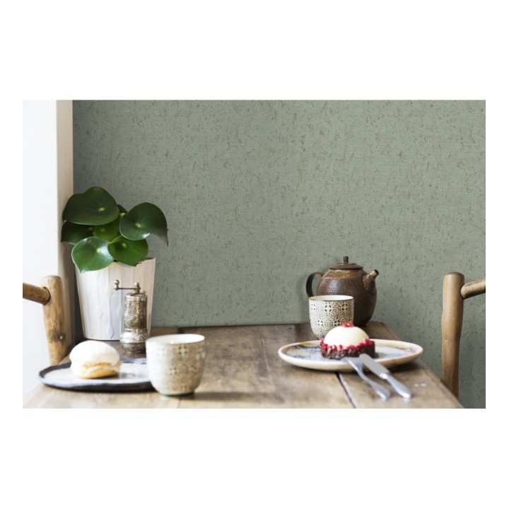 Papel pintado texturizado verde - Preston Stone 679269