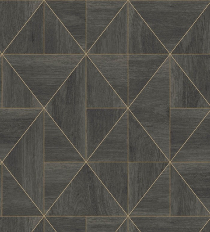 Papel pintado geométrico efecto madera estilo Art Déco - Royal Lodge 679274