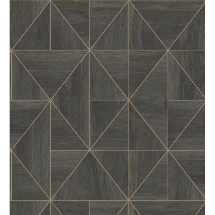 Papel pintado geométrico efecto madera estilo Art Déco - Royal Lodge 679274