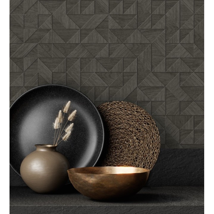 Papel pintado geométrico con textura efecto madera - Fort William 679279
