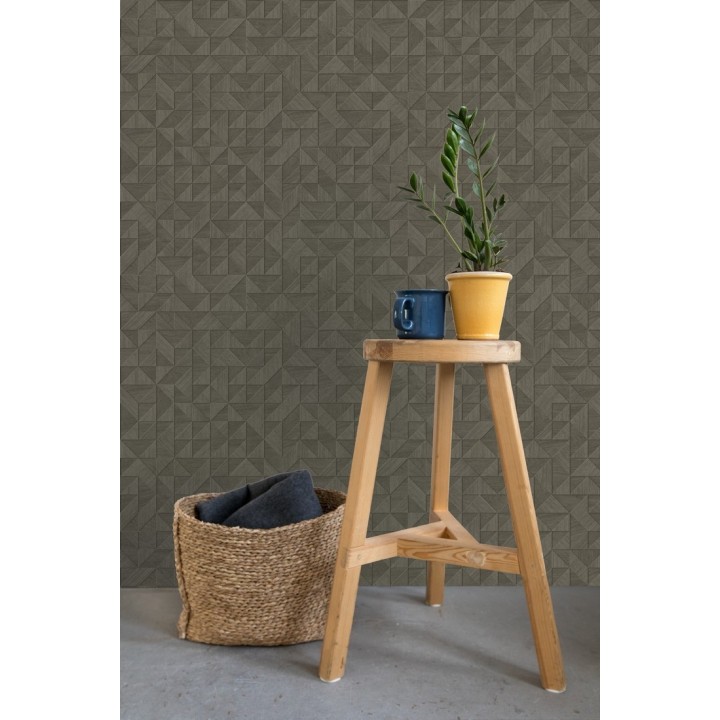 Papel pintado geométrico con textura efecto madera - Fort William 679280