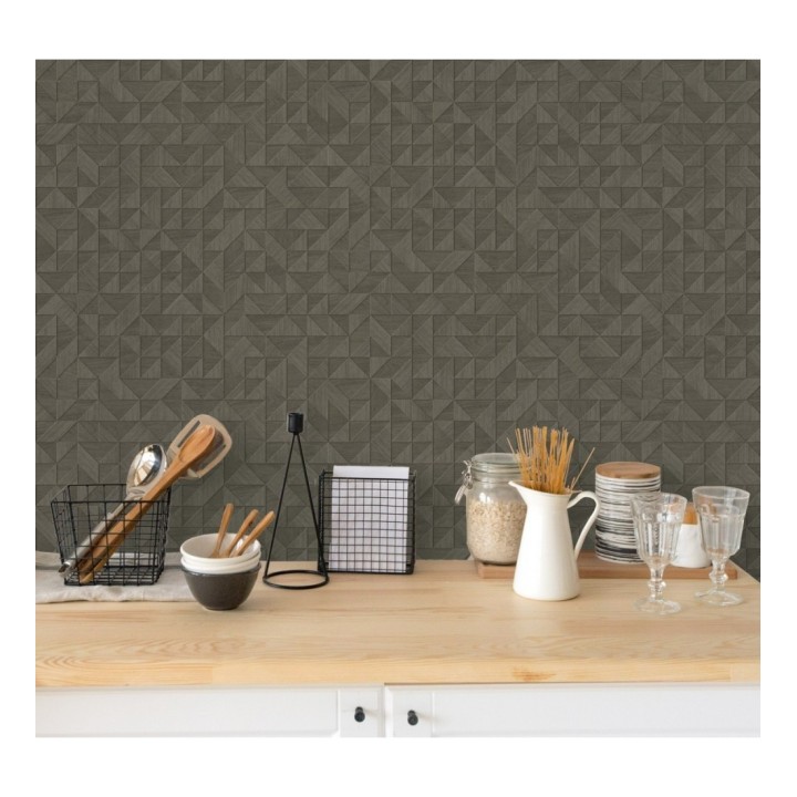 Papel pintado geométrico con textura efecto madera - Fort William 679280