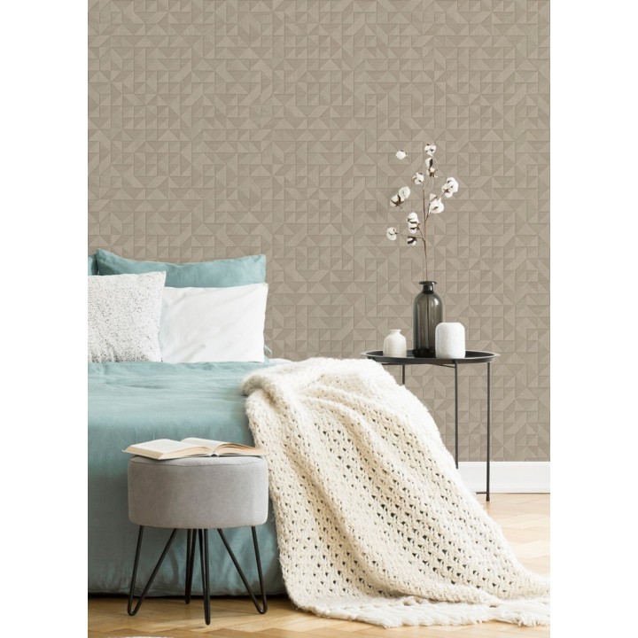Papel pintado geométrico con textura efecto madera - Fort William 679281