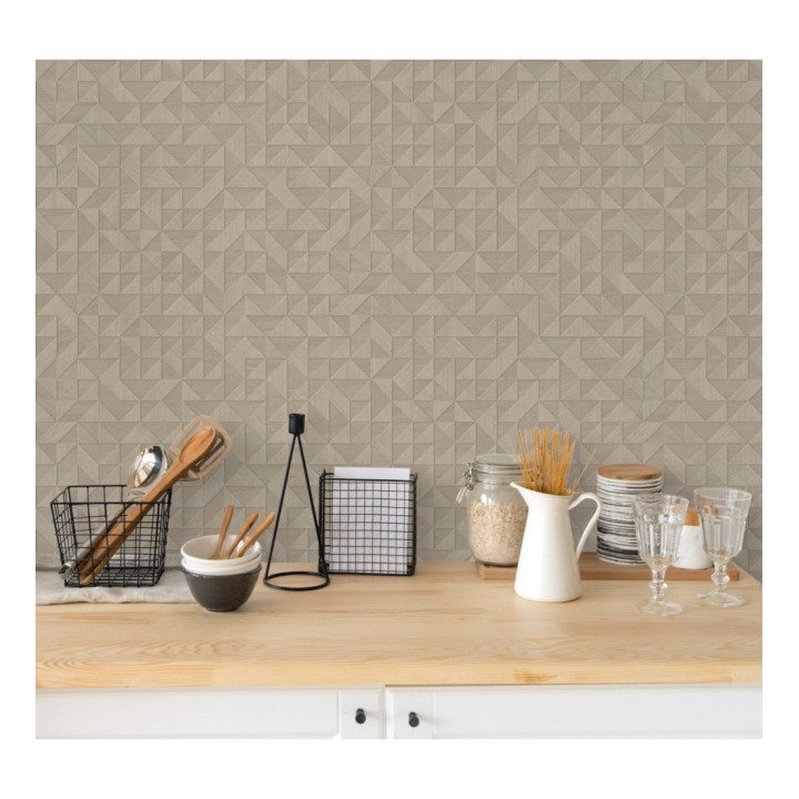 Papel pintado geométrico con textura efecto madera - Fort William 679281