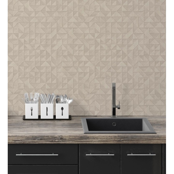 Papel pintado geométrico con textura efecto madera - Fort William 679282