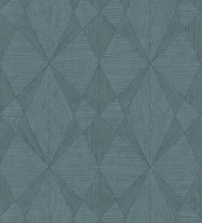 Papel pintado geométrico texturizado con vetas de madera tonos azulados - Copernico 679284