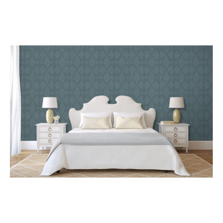 Papel pintado geométrico texturizado con vetas de madera tonos azulados - Copernico 679284