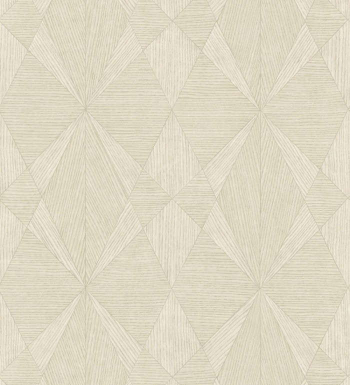 Papel pintado geométrico texturizado con vetas de madera tonos beige - Copernico 679285