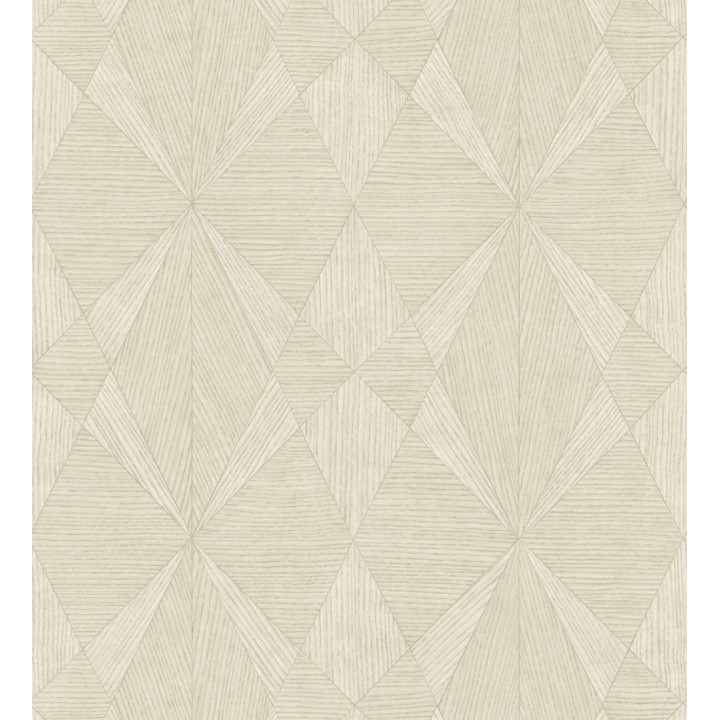 Papel pintado geométrico texturizado con vetas de madera tonos beige - Copernico 679285