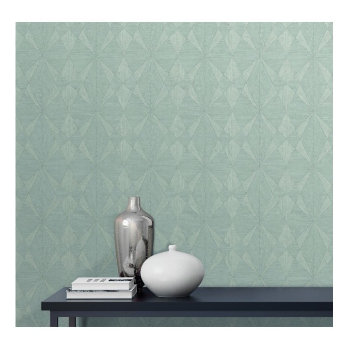 Papel pintado geométrico texturizado con vetas de madera gris claro - Copernico 679286