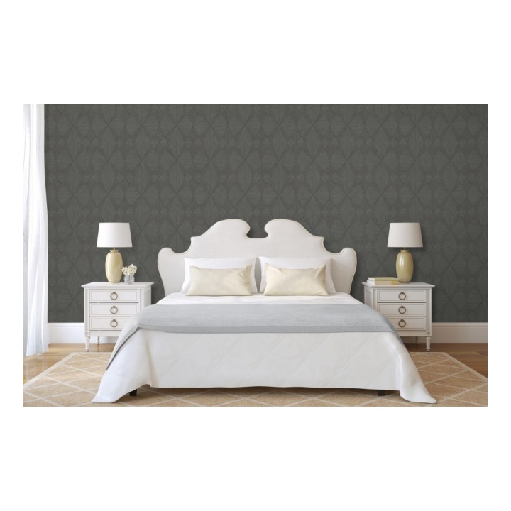 Papel pintado geométrico texturizado con vetas de madera gris - Copernico 679287