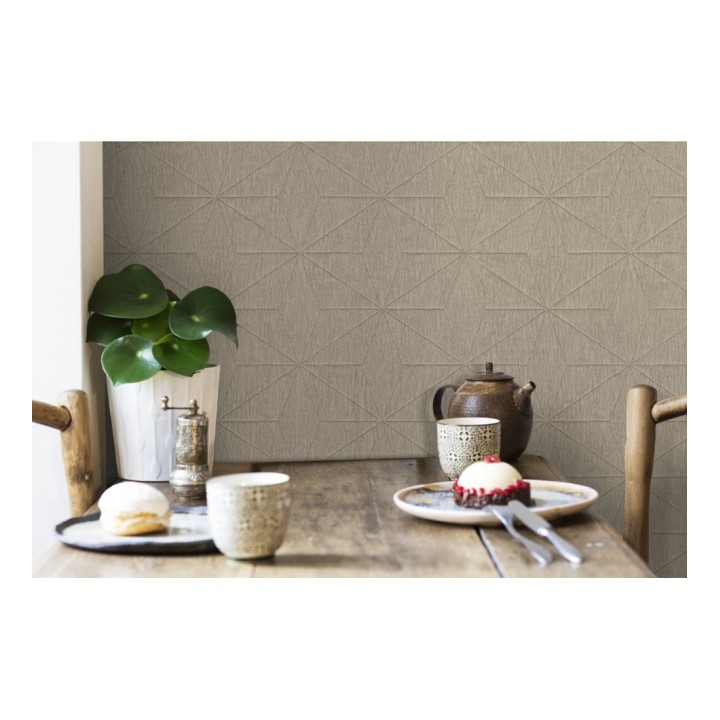 Papel pintado geométrico texturizado tonos ocre - Corinto 679293