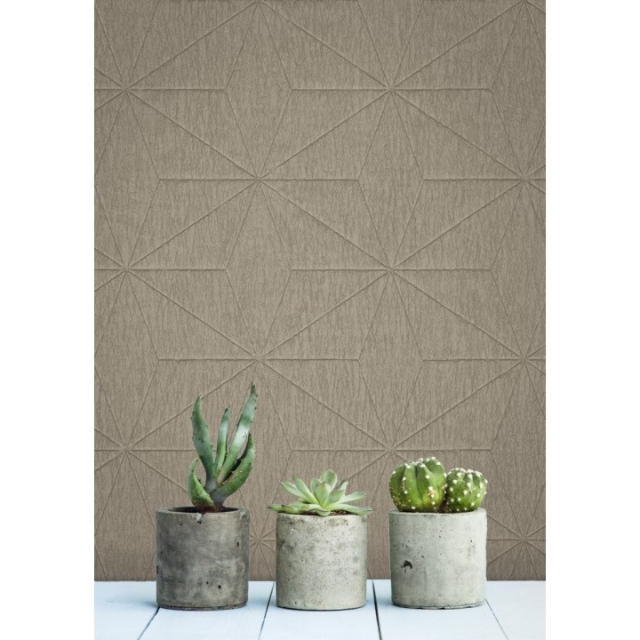 Papel pintado geométrico texturizado tonos ocre - Corinto 679293