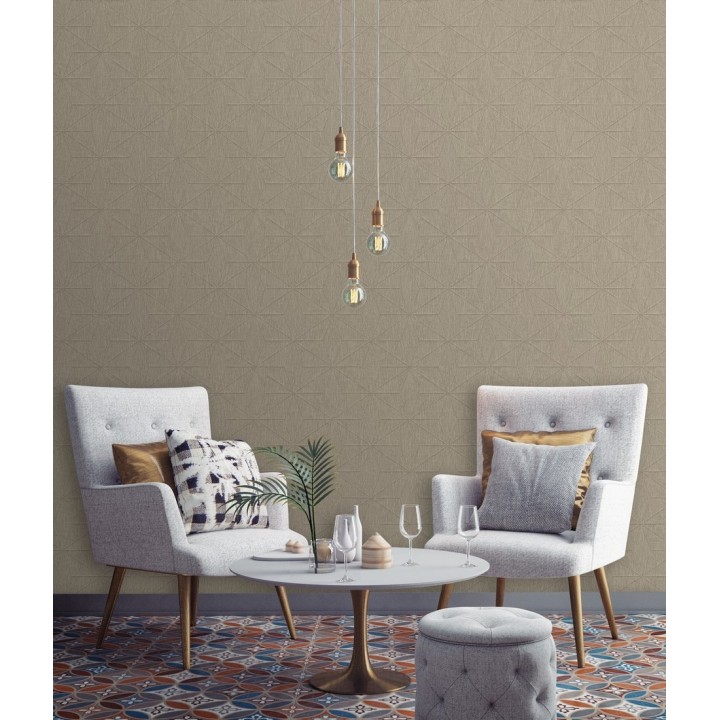 Papel pintado geométrico texturizado tonos ocre - Corinto 679293