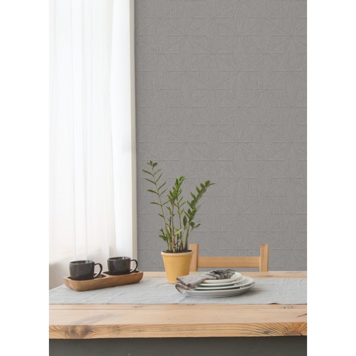 Papel pintado geométrico texturizado gris - Corinto 679294