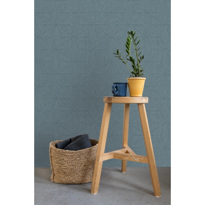 Papel pintado geométrico texturizado tonos azulados - Corinto 679295