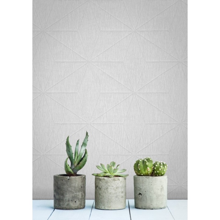 Papel pintado geométrico texturizado blanco - Corinto 679296