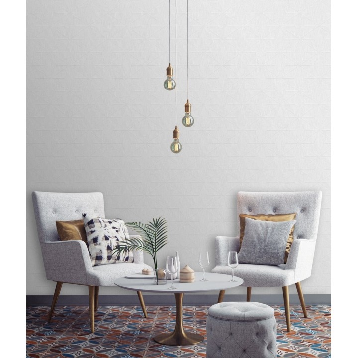 Papel pintado geométrico texturizado blanco - Corinto 679296