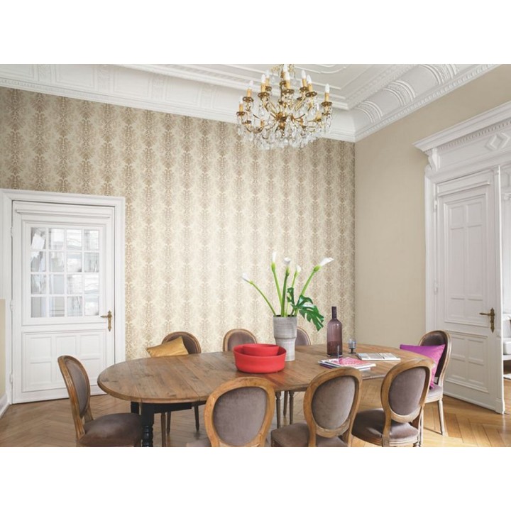 Papel pintado damasco moderno con volutas elegantes - Renard 6839