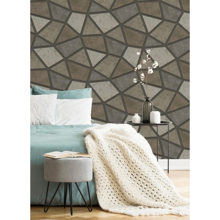 Papel pintado mosaico de piedra tonos marrones - Newton Hill 679301