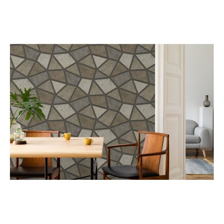 Papel pintado mosaico de piedra tonos marrones - Newton Hill 679301