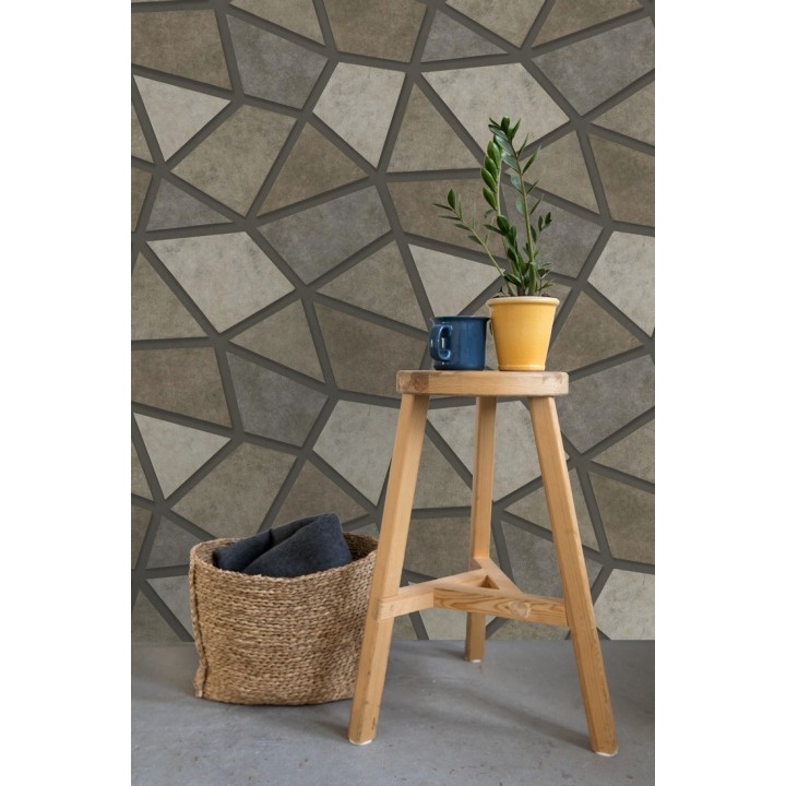 Papel pintado mosaico de piedra tonos marrones - Newton Hill 679301