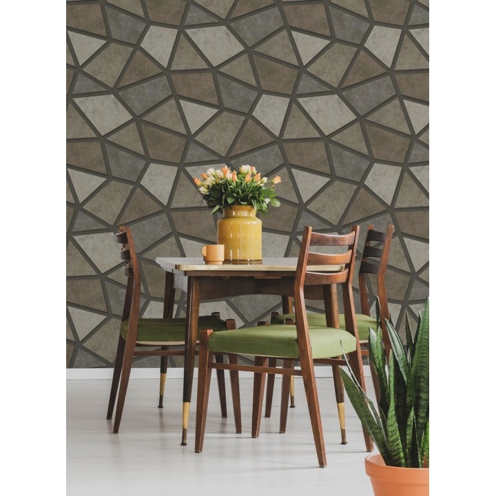 Papel pintado mosaico de piedra tonos marrones - Newton Hill 679301