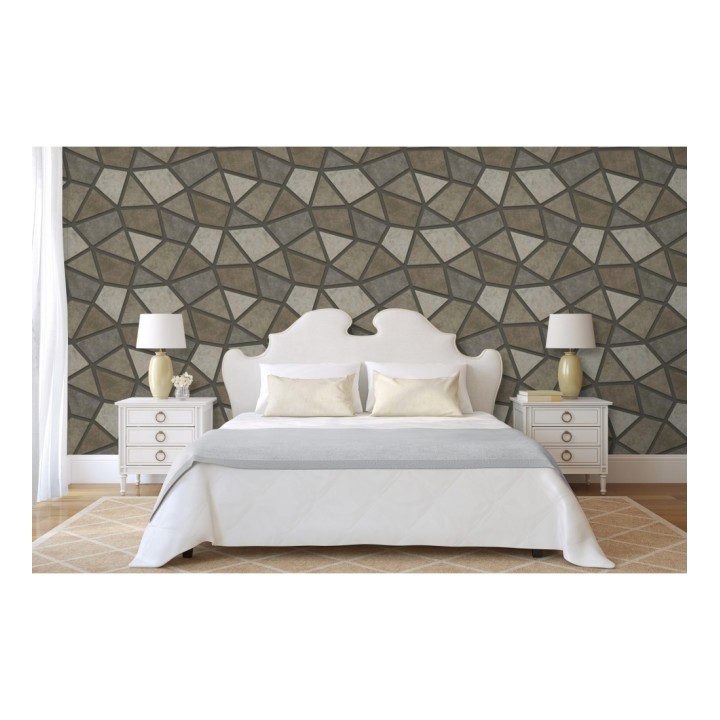 Papel pintado mosaico de piedra tonos marrones - Newton Hill 679301