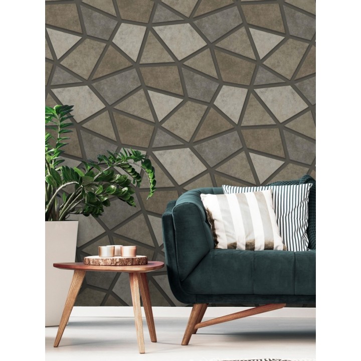 Papel pintado mosaico de piedra tonos marrones - Newton Hill 679301