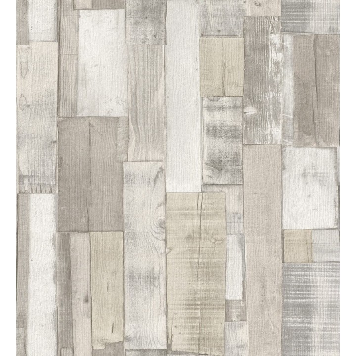 Papel pintado tablas de madera clara y blanca estilo nórdico - Portimao 6888