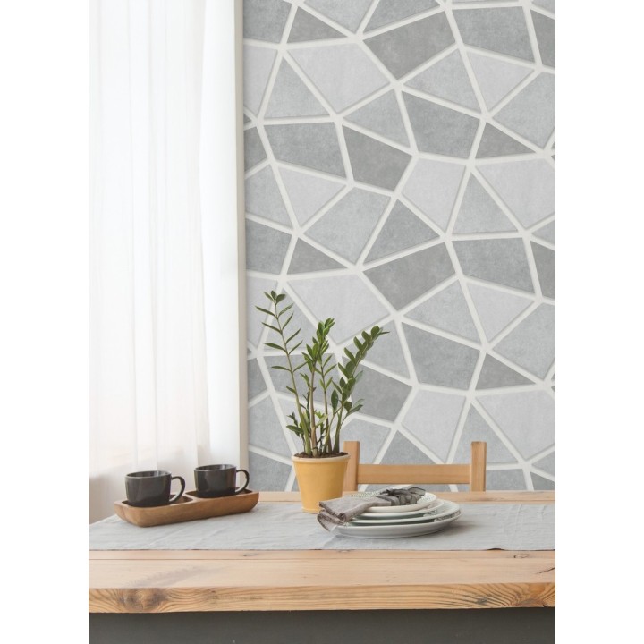 Papel pintado mosaico de piedra tonos grises - Newton Hill 679302