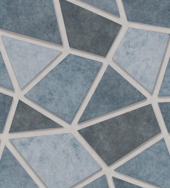 Papel pintado mosaico de piedra tonos azulados - Newton Hill 679303